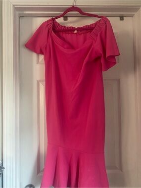 Pinkblush Women's Pink Maternity Ruffle-Sleeve Dress